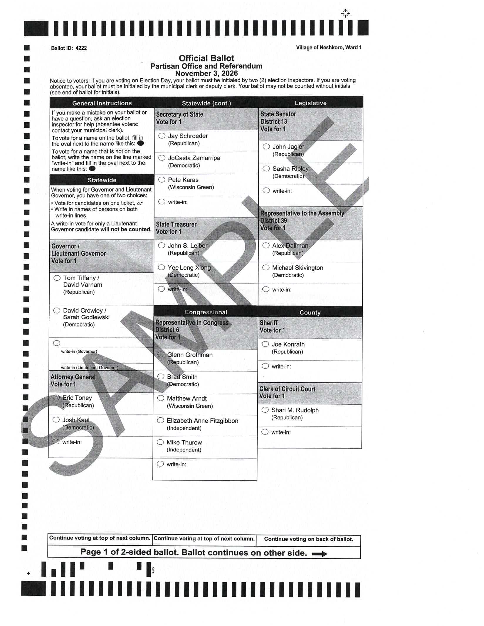 November 3, 2026 General Election Type B Notice